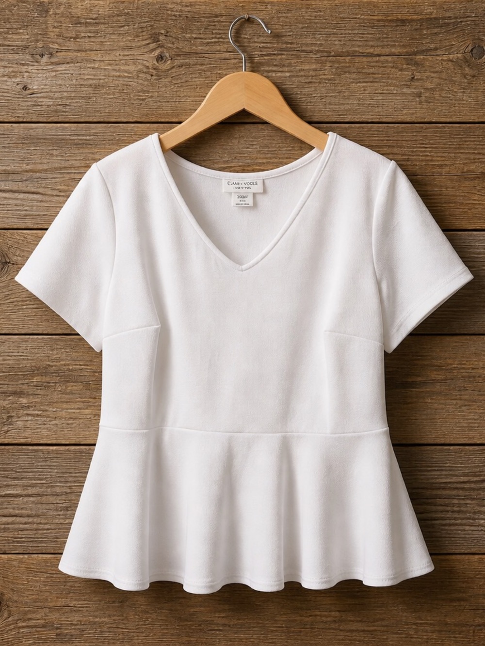 Grace White V-Neck Peplum Blouse